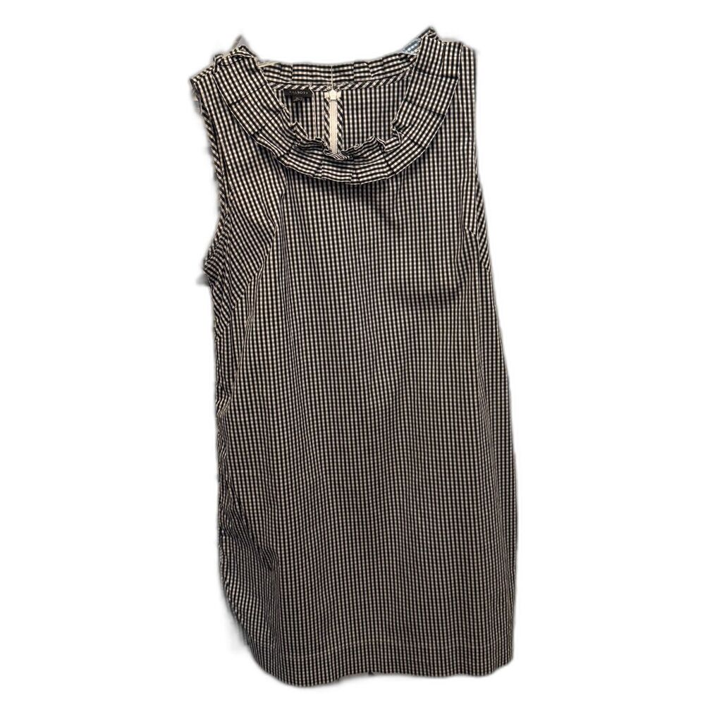 Talbots Gingham Ruffle Collar Dress size 16 Sleeveless